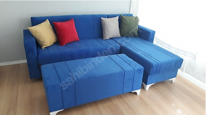 İKEA L koltuk kullanışlı az yıpranmış sağlam köşe koltuk 4 2.el köşe koltuk takımı mavi renk sıfıra yakın