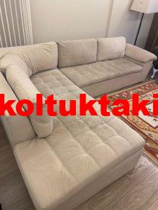 İKEA L koltuk kullanışlı az yıpranmış sağlam köşe koltuk 14 Şık ve rahat açık süt kahve köşe koltuk takımı