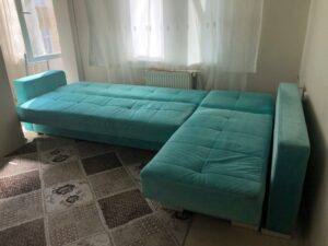 İKEA L koltuk kullanışlı az yıpranmış sağlam köşe koltuk 3 mint yeşili koltuk takımı yataklı Yataklı Bu tür koltuklar, konuk ağırlama